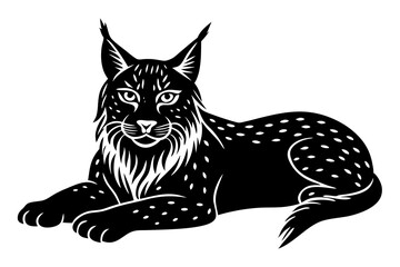 The lynx is lying vector silhouette 