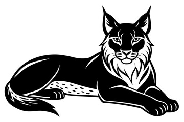 The lynx is lying vector silhouette 