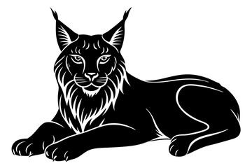 The lynx is lying vector silhouette 