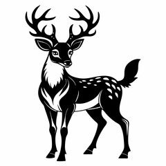 Deer vector silhouette on white background 