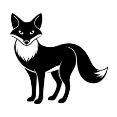 Fox vector silhouette on white background 