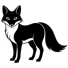 Fox vector silhouette on white background 