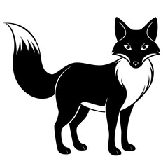 Fox vector silhouette on white background 