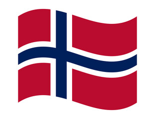 Wavy Flag of Norway, isolated on transparent background. Vector illustration