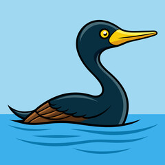 Cormorant bird swims icon vector illustration