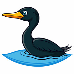 Cormorant bird swims icon vector illustration