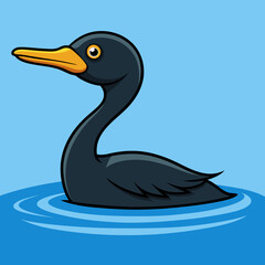 Cormorant bird swims icon vector illustration