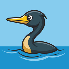 Cormorant bird swims icon vector illustration