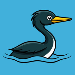 Cormorant bird swims icon vector illustration