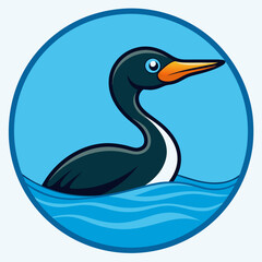 Fototapeta premium Cormorant bird swims icon vector illustration