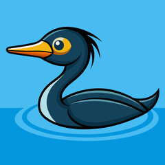 Cormorant bird swims icon vector illustration