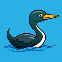 Cormorant bird swims icon vector illustration