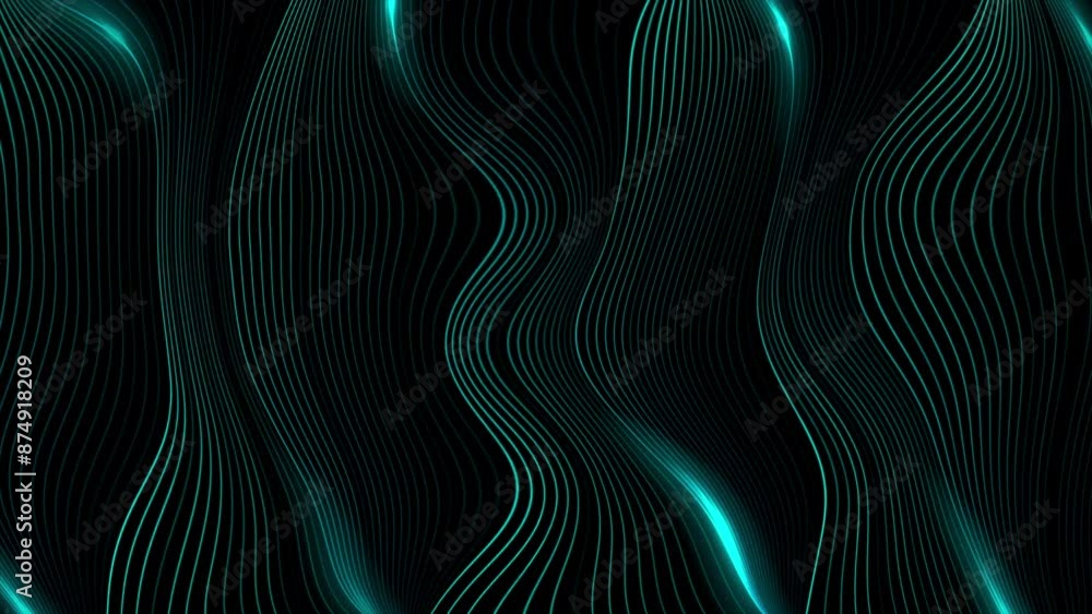Poster blue glowing minimal wavy lines abstract futuristic tech background. seamless looping motion design.