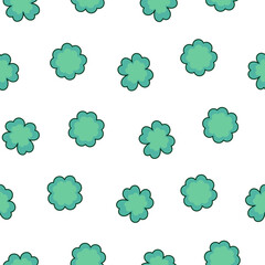 Lucky clover. Seamless pattern. Traditional Irish symbol for St. Patrick s day. Hand drawn style. Vector drawing. Design ornaments.