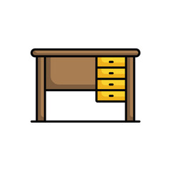 Office Table icon design with white background stock illustration