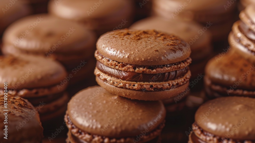 Wall mural stacked chocolate macarons,