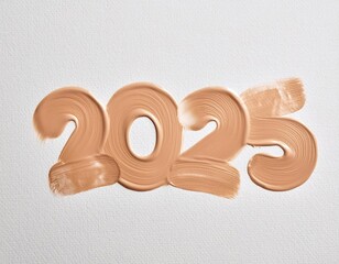 3d Happy new year 2025 on makeup shape