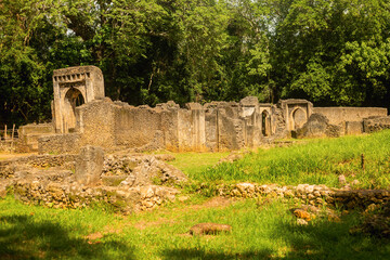 Ruins of Gedi in Town of Gede - A medieval Swahili coastal settlement in Arabuko Sokoke Forest...