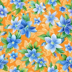 Obraz premium Detailed Floral Grid Design in Blue, Green, and Pink