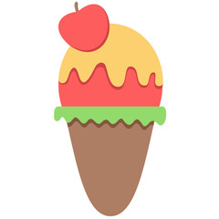 Apple ice cream topped with yellow jam Vector Illustration 