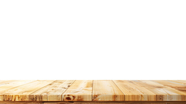 Light wooden table top on white background, Products presentation concept