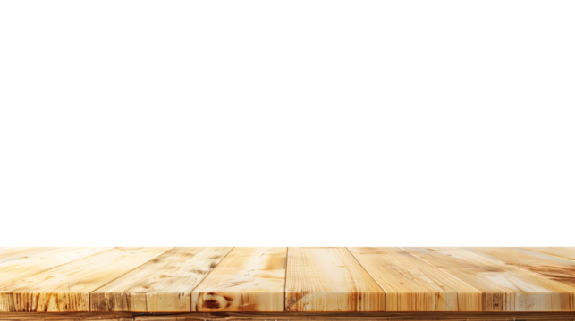 Light wooden table top on white background, Products presentation concept