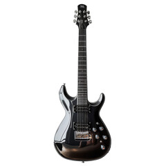 Obraz premium Black Electric Guitar Isolated Isolated on Transparent or White Background, PNG