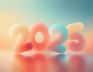 3d Happy new year 2025 on shape