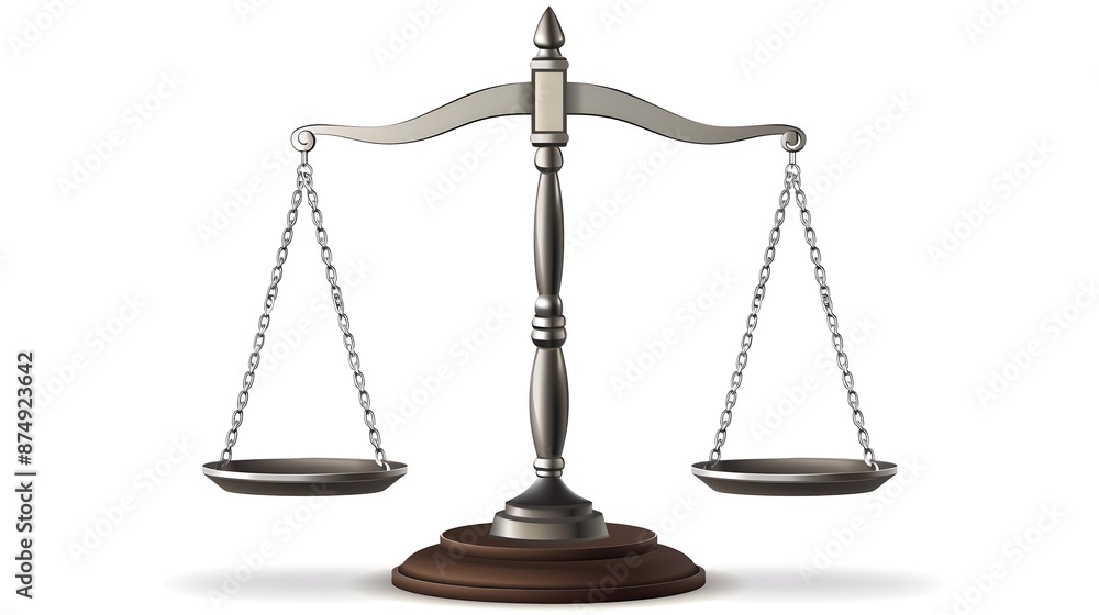 Poster balanced scale icon representing decision making and weighing options