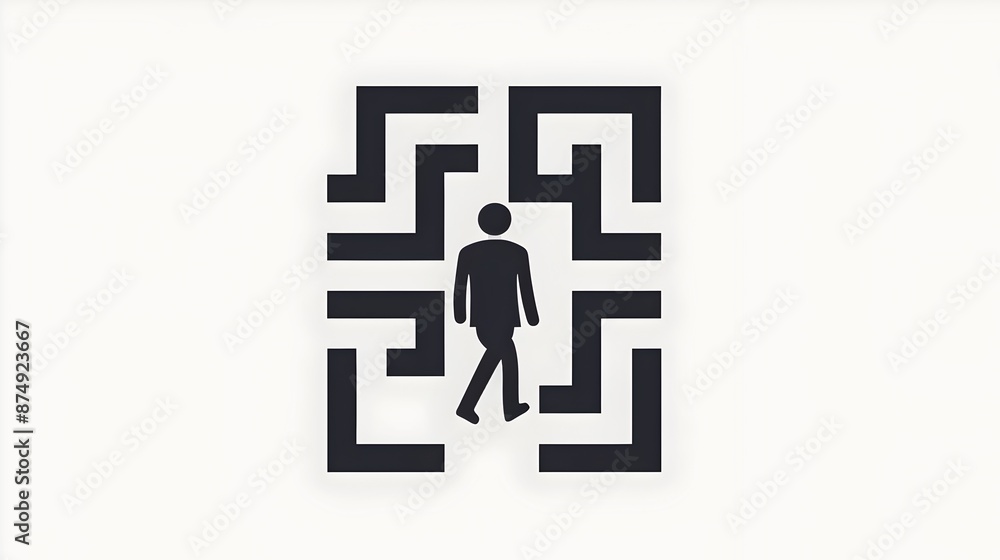 Poster navigating through maze with clear path ahead,representing decision-making and leadership