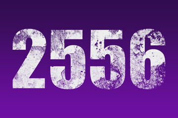 flat white grunge number of 2556 on purple background.	