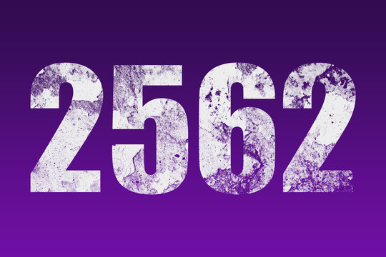 flat white grunge number of 2562 on purple background.	