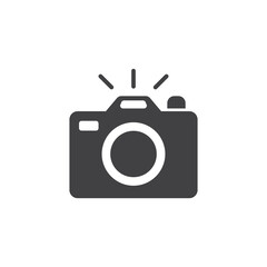 Camera icon in flat style. Photography vector illustration on isolated background. Photo sign business concept.