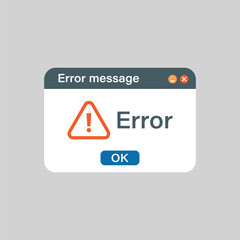 Error message icon in flat style. Computer window alert vector illustration on isolated background. Alert popup sign business concept.