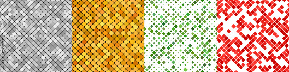 Poster seamless geometrical diagonal square pattern set