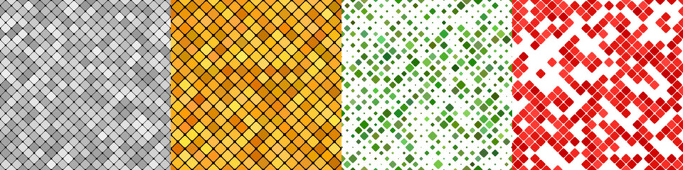 Seamless geometrical diagonal square pattern set