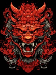 Fototapeta premium Fierce Red Dragon Illustration