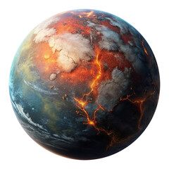 Naklejka premium Earth scorched planet isolated on transparent background