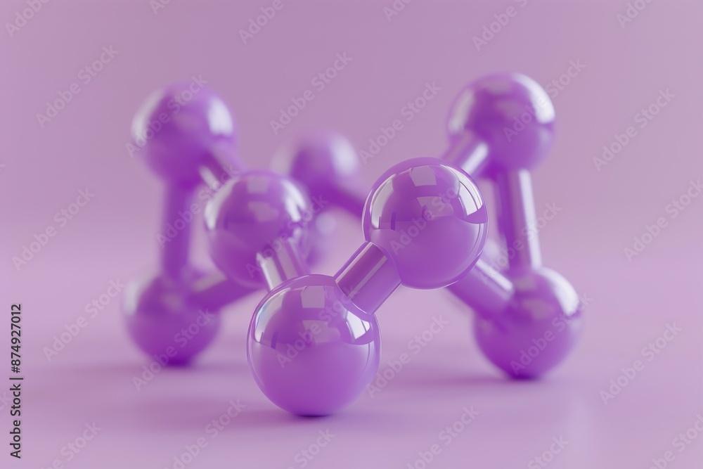 Aufkleber abstract representation of a molecular model with purple spheres on a clean background symbolizing c