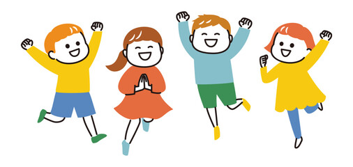 colorful illustration of excited kids