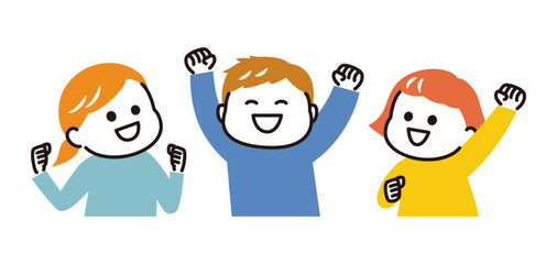 colorful illustration of excited kids