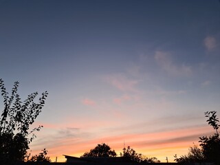 Serene Sunset Sky with Cirrus Clouds: A Perfect Background or Wallpaper
