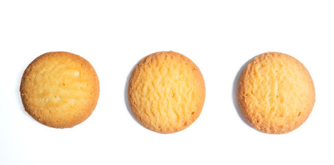 Danish butter cookies, butter cookies on isolated white background