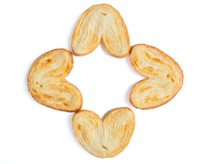 Danish butter cookies, butter cookies on isolated white background