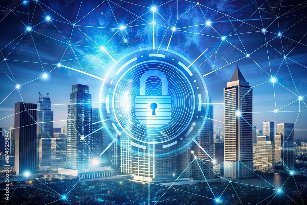 Poster a futuristic wide banner display showcases a secure online connection of a professional trading fina