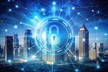 A futuristic wide banner display showcases a secure online connection of a professional trading financial electronic banking account with 2FA authentication and fingerprint cybersecurity.
