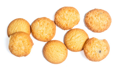 Danish butter cookies, butter cookies on isolated white background
