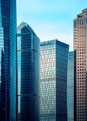 Naklejka premium Urban city view with buildings in Shanghai, China