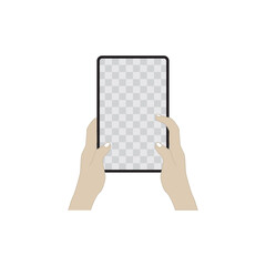 flat vector illustration.
hand holding an empty tablet or medium tray.