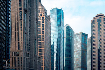 Fototapeta premium Urban city view with buildings in Shanghai, China